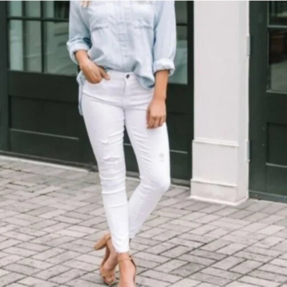 NWT Pistola Jeans Distressed Stretch Skinny Jeans in White Oak